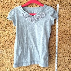Grey heather tee with tulle neckline